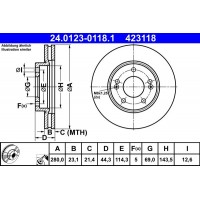 24.0123-0118.1 ATE Гальмівний диск
