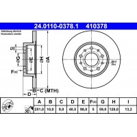 24.0110-0378.1 ATE Гальмівний диск