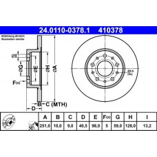 24.0110-0378.1 ATE Гальмівний диск