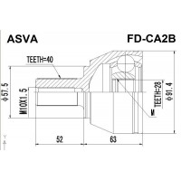 FD-CA2B ASVA Шарнирный комплект, Привідний вал