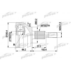 PCV4032 PATRON Шарнирный комплект, Привідний вал