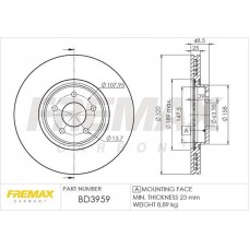 BD-3959 FREMAX Гальмівний диск
