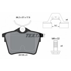 2413501 TEXTAR TEXTAR PEUGEOT Гальмівні колодки задн.407,607 04-,Citroen C5 III 08-