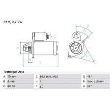 0 986 021 070 BOSCH Стартер
