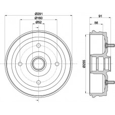 8DT 355 300-891 HELLA PAGID Гальмівний барабан