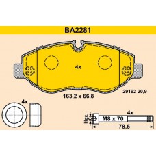 BA2281 BARUM Комплект гальмівних колодок дисковий гальм