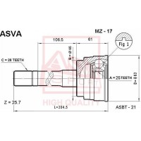 MZ-17 ASVA Шарнирный комплект, Привідний вал