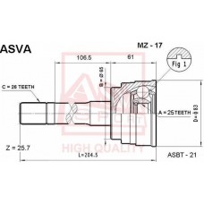 MZ-17 ASVA Шарнирный комплект, Привідний вал