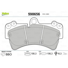 598656 VALEO КомплеК т гальмівних колодок, дискове гальмо