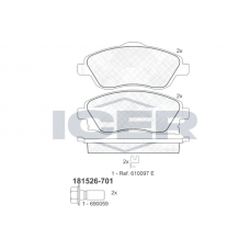 181526-701 ICER Комплект гальмівних колодок дисковий гальм