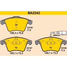 BA2242 BARUM КомплеК т гальмівних колодок, дискове гальмо