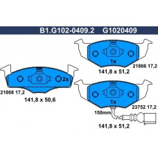 B1.G102-0409.2 GALFER Комплект гальмівних колодок дисковий гальм