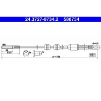 24.3727-0734.2 ATE Тросик, cтояночный тормоз
