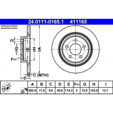 24.0111-0165.1 ATE Гальмівний диск