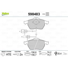 598483 VALEO Комплект гальмівних колодок дисковий гальм
