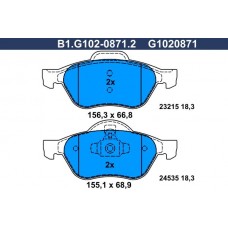B1.G102-0871.2 GALFER Комплект гальмівних колодок дисковий гальм