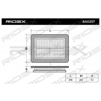 8A0257 RIDEX Повітряний фільтр