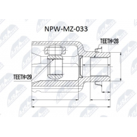 NPW-MZ-033 NTY Шарнирный комплект, Привідний вал