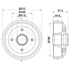 8DT 355 301-241 HELLA PAGID Гальмівний барабан