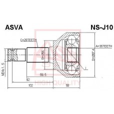 NS-J10 ASVA Шарнирный комплект, Привідний вал