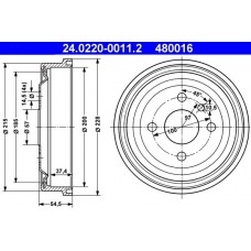 24.0220-0011.2 ATE Гальмівний барабан