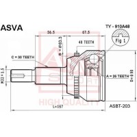 TY-910A48 ASVA Шарнирный комплект, Привідний вал