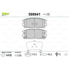 598941 VALEO Комплект гальмівних колодок дисковий гальм