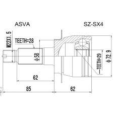 SZ-SX4 ASVA Шарнирный комплект, Привідний вал