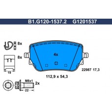 B1.G120-1537.2 GALFER КомплеК т гальмівних колодок, дискове гальмо