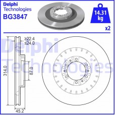 BG3847 DELPHI Гальмівний диск