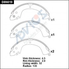 D8N019 ADVICS Комплект гальмівних колодок