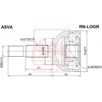 RN-LOGR ASVA Шарнирный комплект, Привідний вал