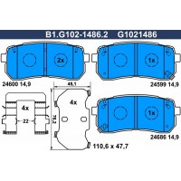B1.G102-1486.2 GALFER Комплект гальмівних колодок дисковий гальм