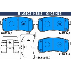 B1.G102-1486.2 GALFER Комплект гальмівних колодок дисковий гальм