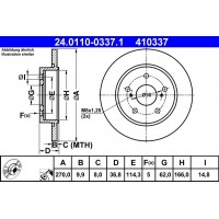 24.0110-0337.1 ATE Гальмівний диск