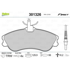 301326 VALEO Комплект гальмівних колодок дисковий гальм