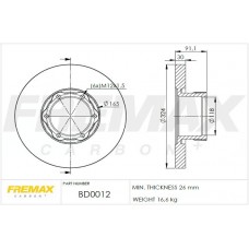BD-0012 FREMAX Гальмівний диск