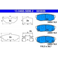 13.0460-5696.2 ATE Комплект гальмівних колодок дисковий гальм