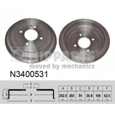 N3400531 NIPPARTS Гальмівний барабан