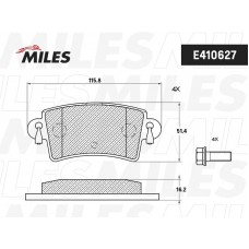 E510627 MILES Комплект гальмівних колодок дисковий гальм