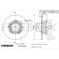 BD-5645-KT FREMAX Гальмівний диск