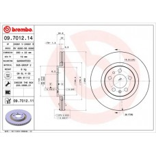 09.7012.11 BREMBO Гальмівний диск
