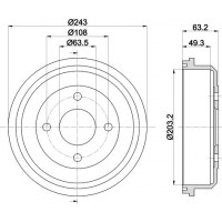 8DT 355 301-291 HELLA Гальмівний барабан
