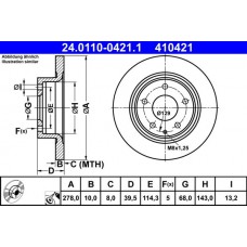 24.0110-0421.1 ATE Гальмівний диск