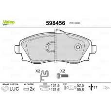 598456 VALEO КомплеК т гальмівних колодок, дискове гальмо
