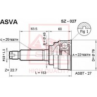 SZ-027 ASVA Шарнирный комплект, Привідний вал