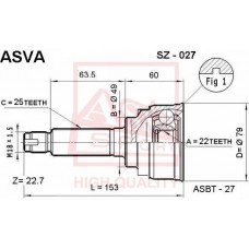 SZ-027 ASVA Шарнирный комплект, Привідний вал