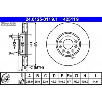 24.0125-0119.1 ATE Гальмівний диск