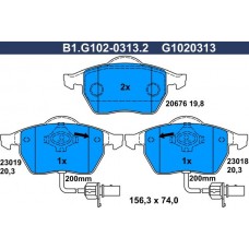 B1.G102-0313.2 GALFER Комплект гальмівних колодок дисковий гальм
