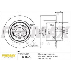 BD-4667 FREMAX Гальмівний диск
